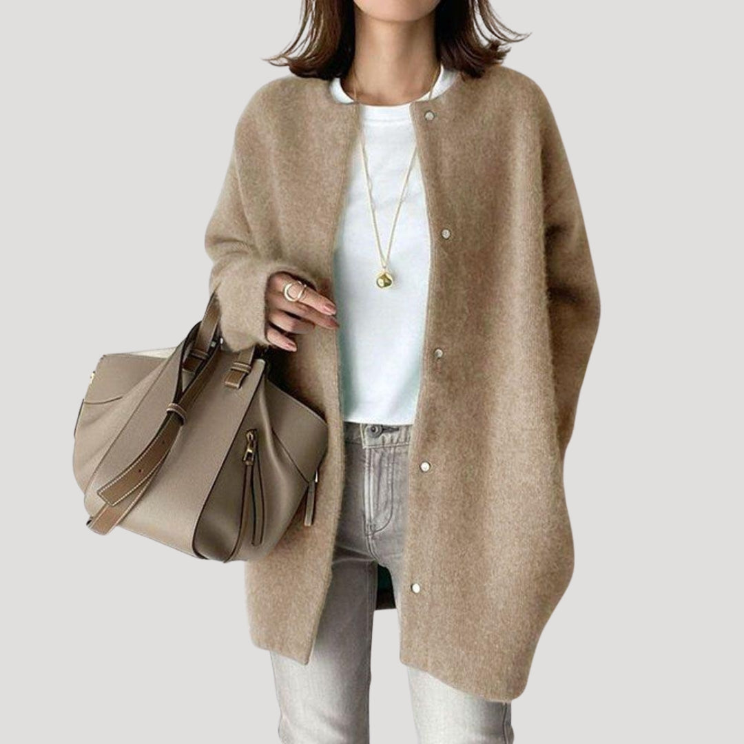 Amelia - Women's cozy wool cardigan long knitwear