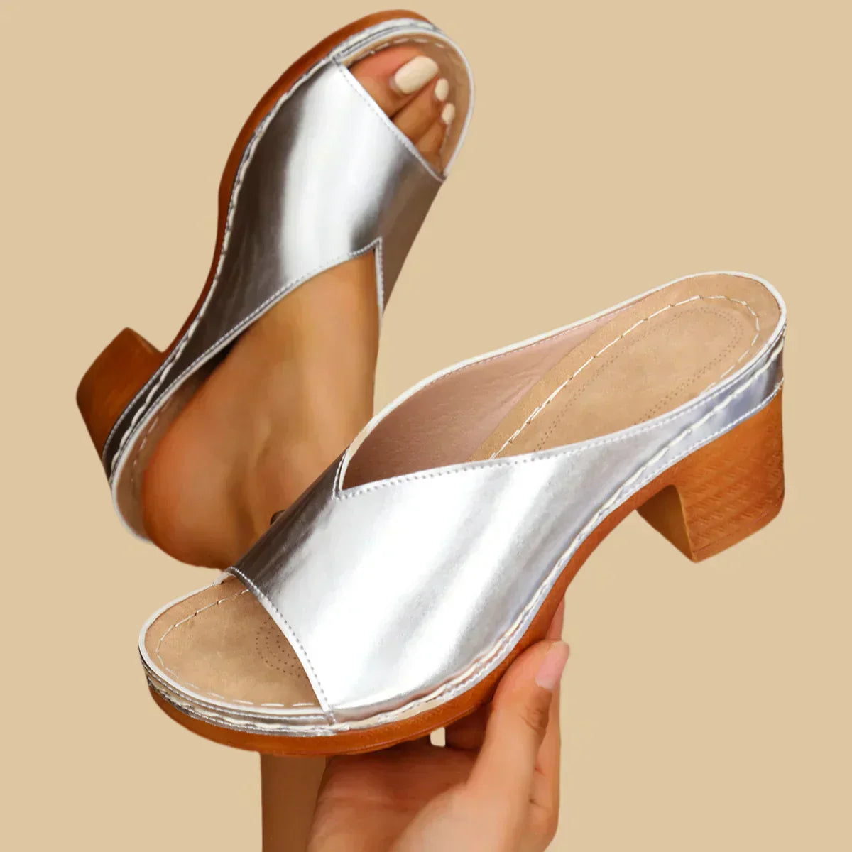 Navy™ | Orthopedic Thick Heel Sandals