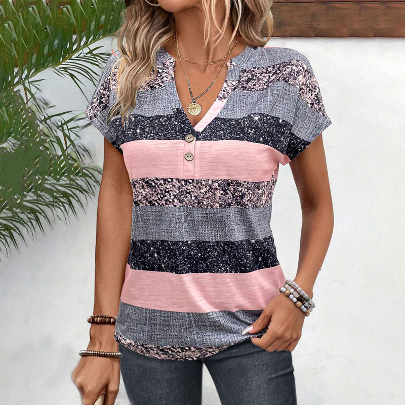 Casual Stripe V-Neck T-Shirt