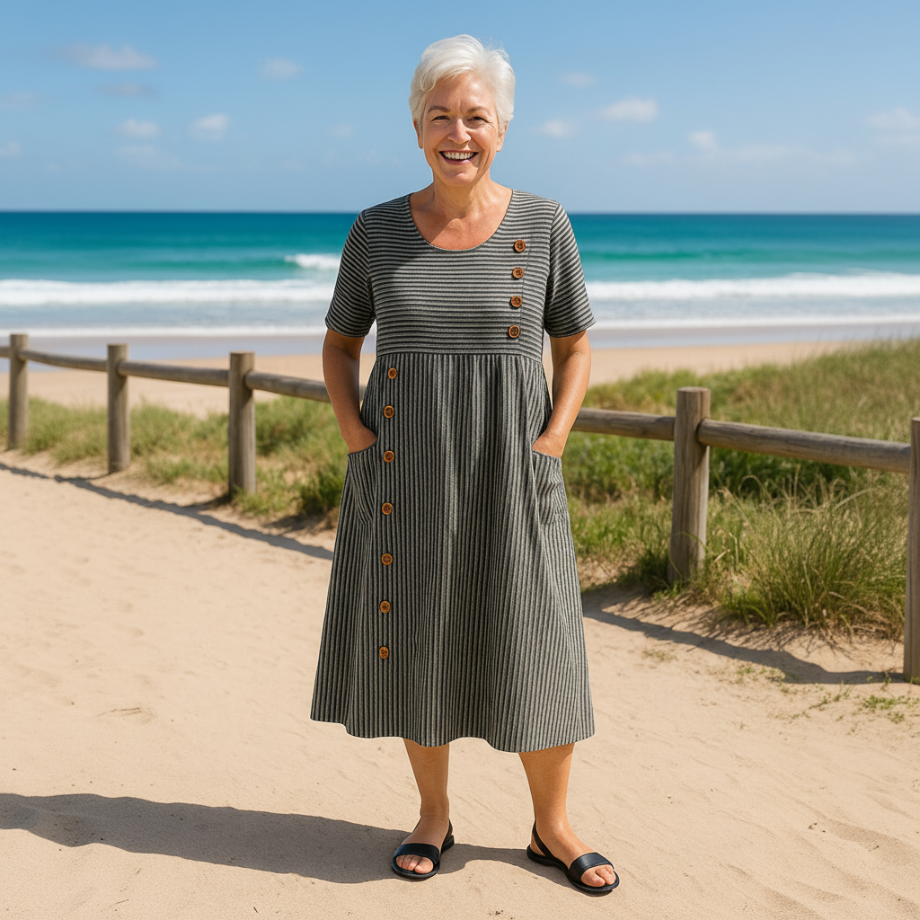 Brienne | Striped Midi Dress – Effortless Comfort, Everyday Confidence