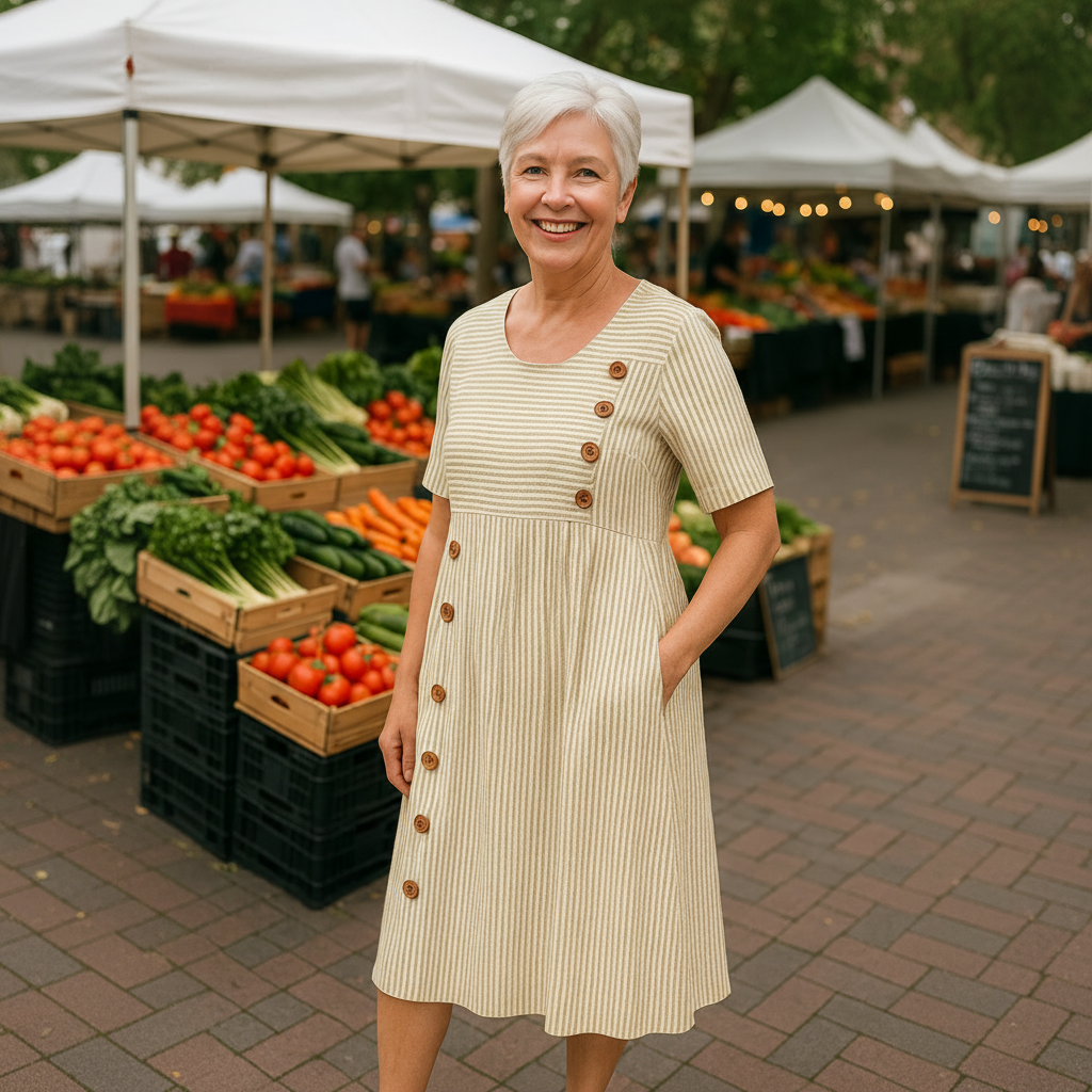 Brienne | Striped Midi Dress – Effortless Comfort, Everyday Confidence