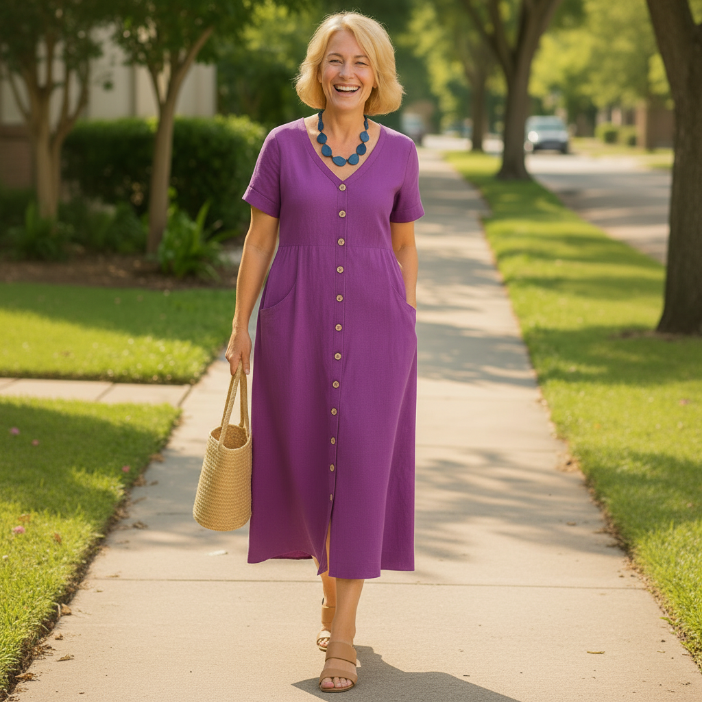Anna | Everyday Comfort Cotton–Linen Midi Dress