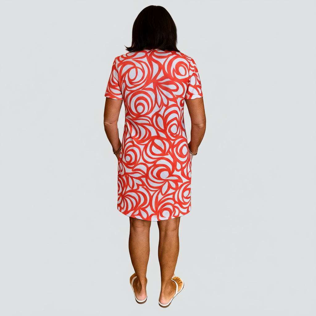 Fabiola | Short Sleeve Dress with Abstract Print