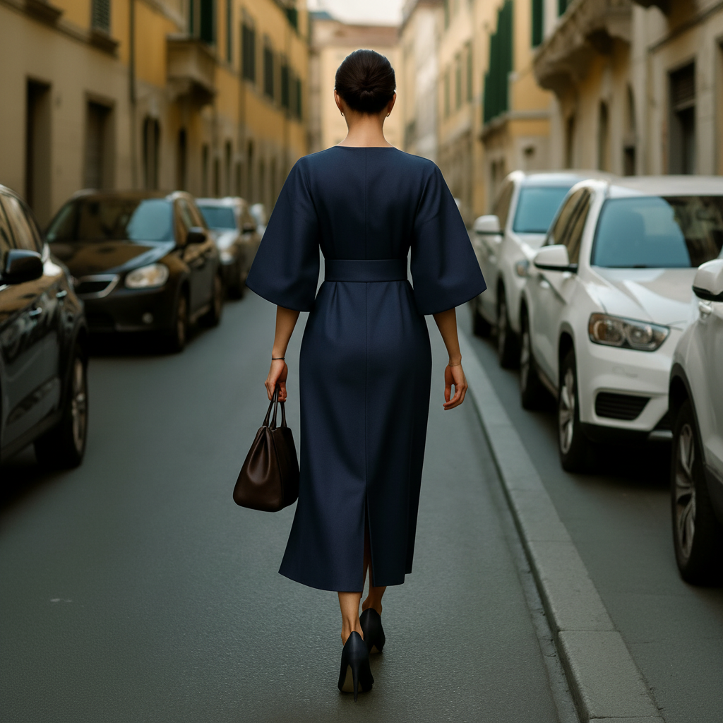 Soraya | Elegant Wide-Sleeve Midi Dress