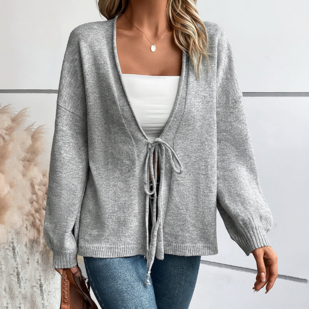 Women's Lace-Up Top, Loose Short Knitted Sweater