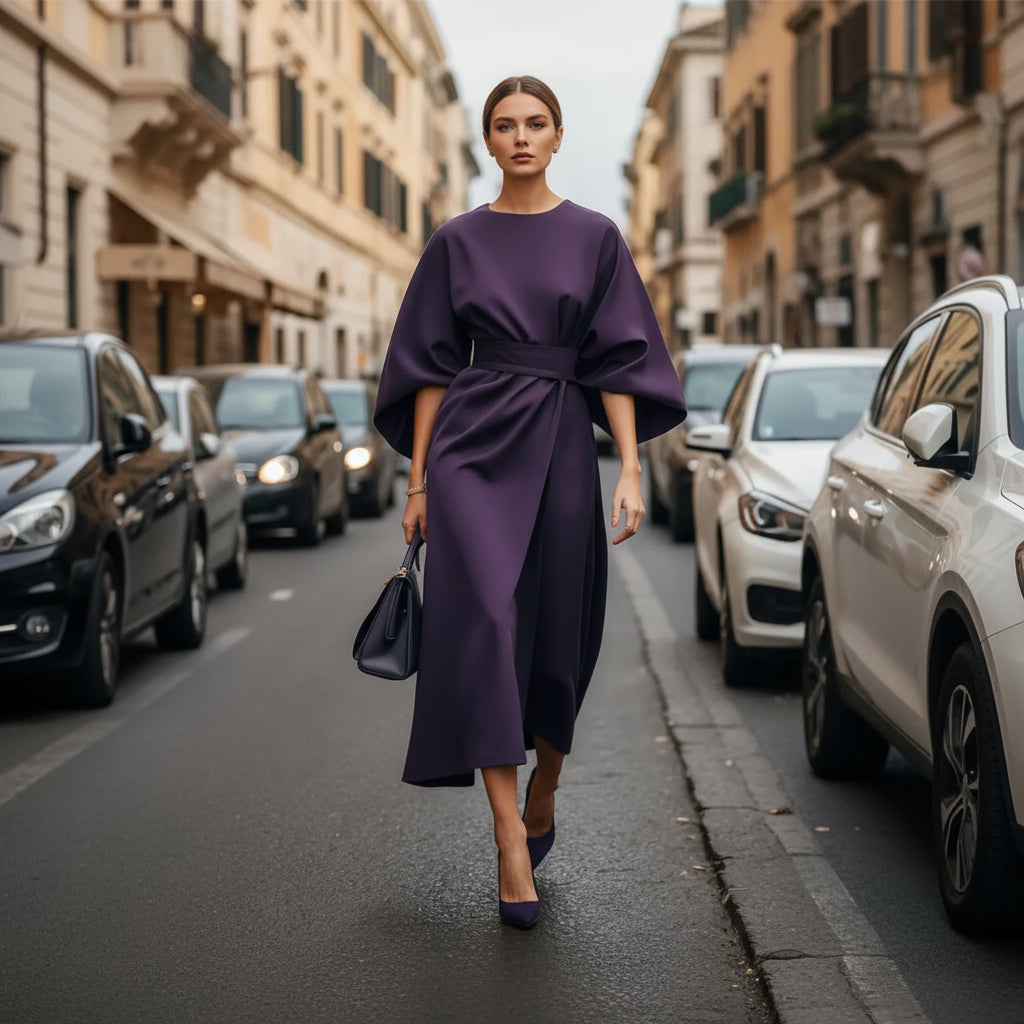 Soraya | Elegant Wide-Sleeve Midi Dress