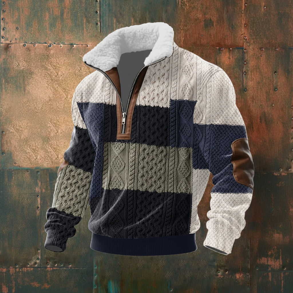 Monarch Fleece-Collar Knit Sweater