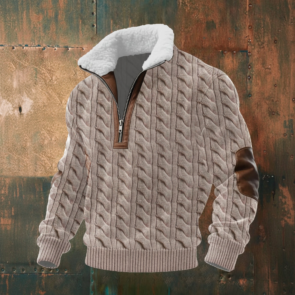 Monarch Fleece-Collar Knit Sweater