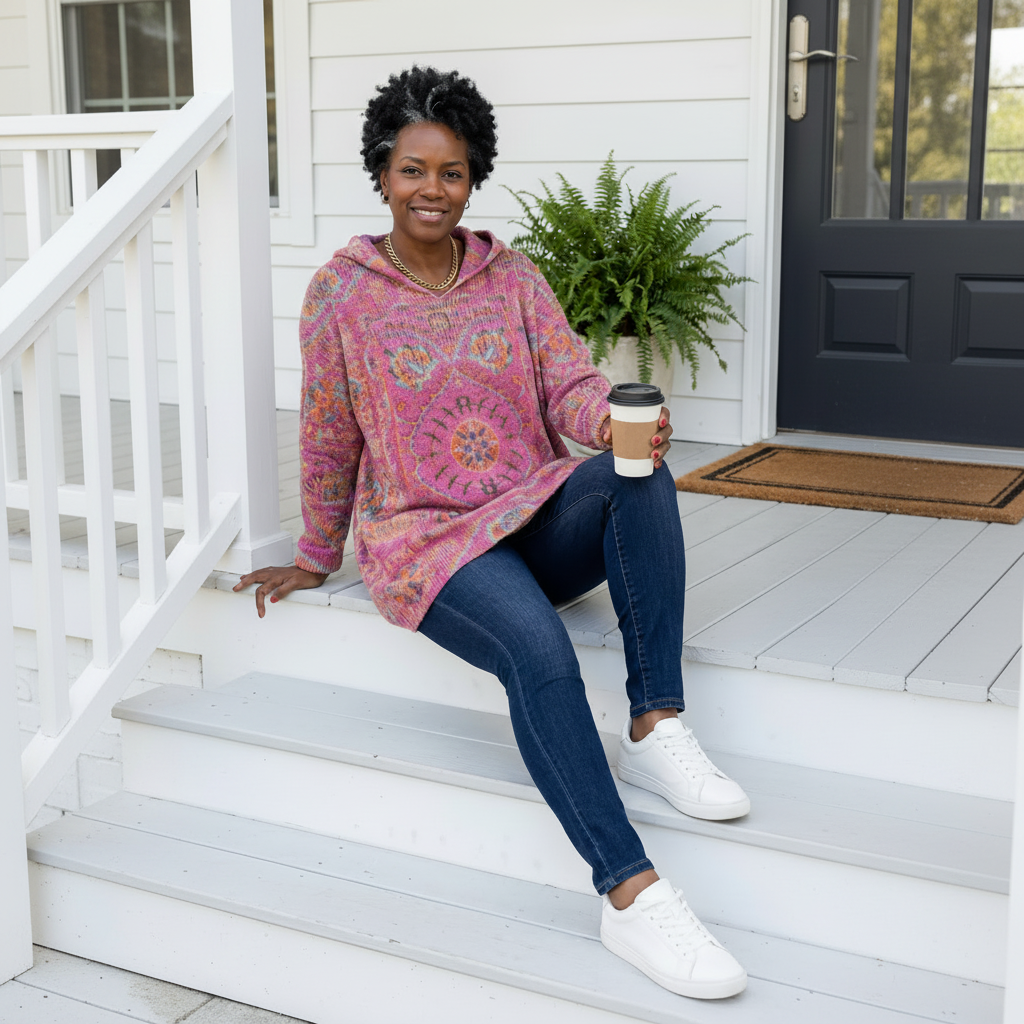 Seraphina Retro Hooded Knit Tunic