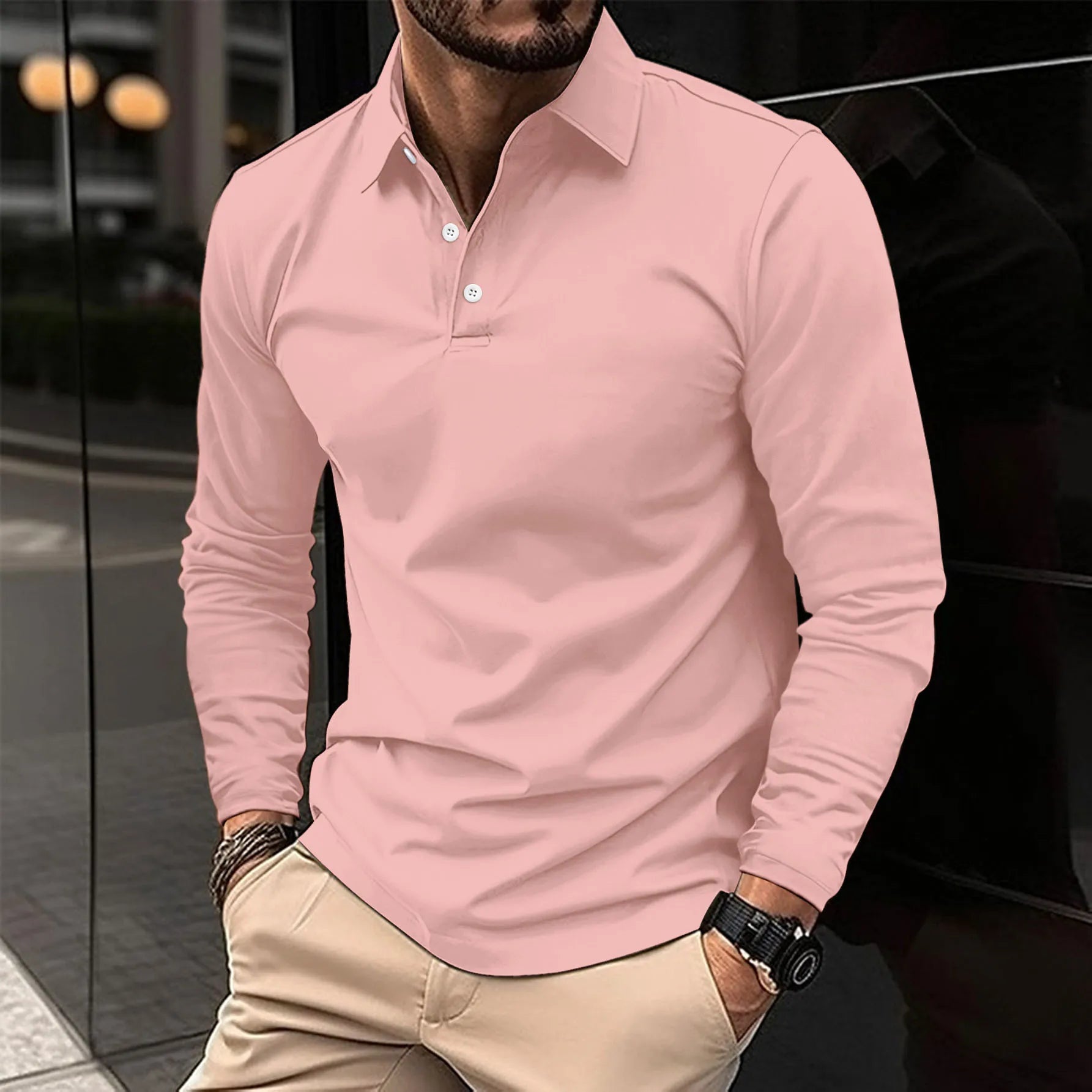 Hudson™|Casual Polo Shirt with Long Sleeves