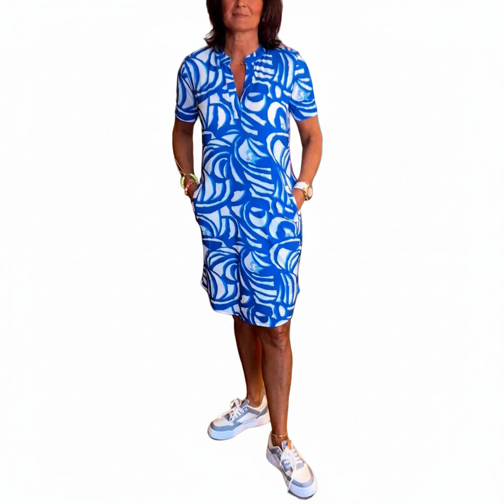 Fabiola | Short Sleeve Dress with Abstract Print
