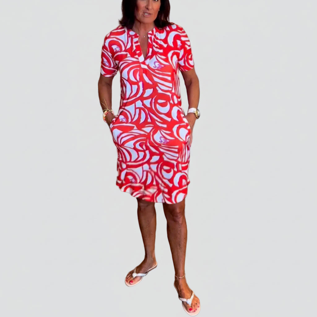 Fabiola | Short Sleeve Dress with Abstract Print