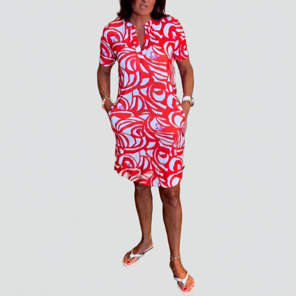 Fabiola | Short Sleeve Dress with Abstract Print