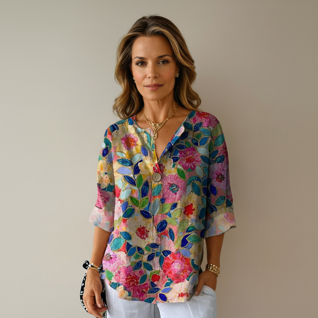 Callie - Casual Blouse with Floral Print