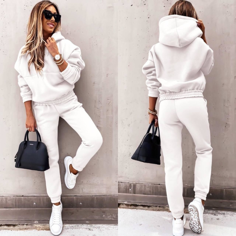 Luxury Women's Tracksuit Set with Hoodie and High-Waist Pants