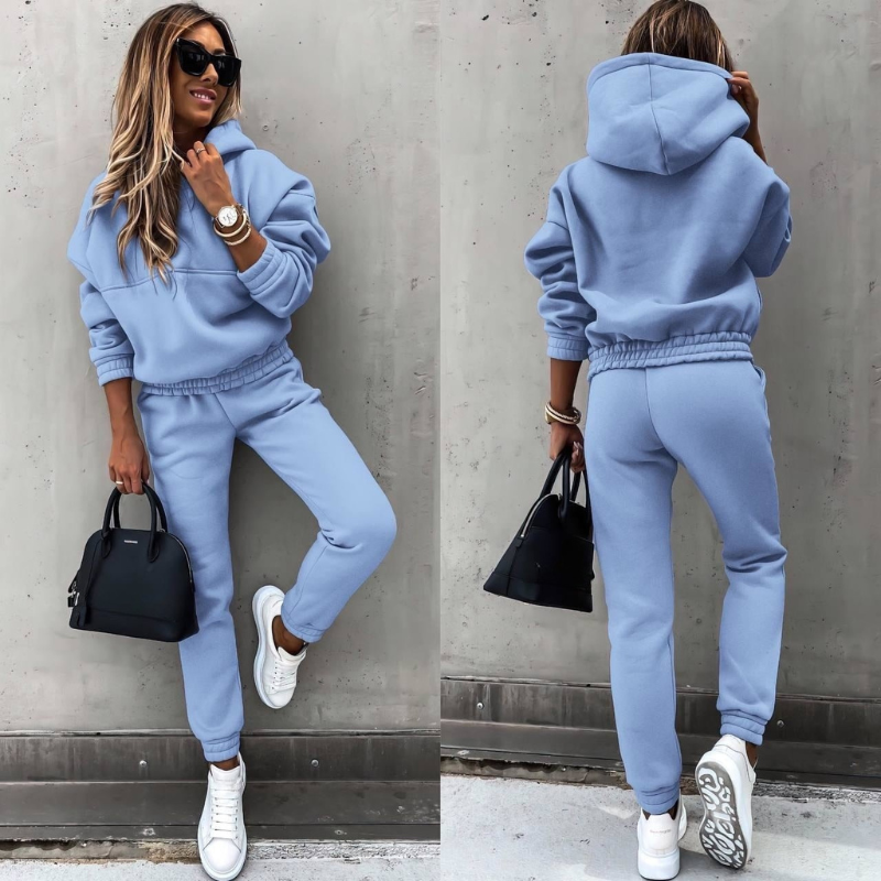 Luxury Women's Tracksuit Set with Hoodie and High-Waist Pants