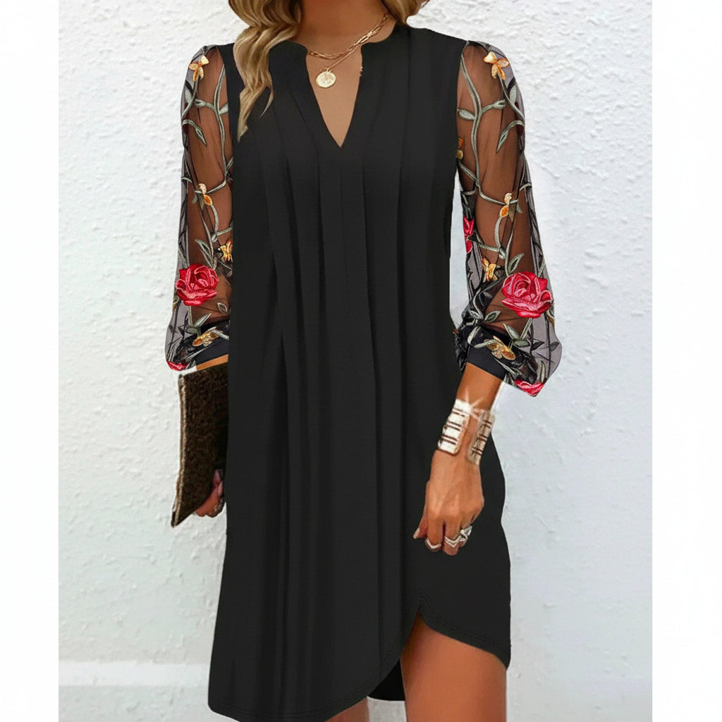 Adelina | Elegant Embroidered Sleeve Dress