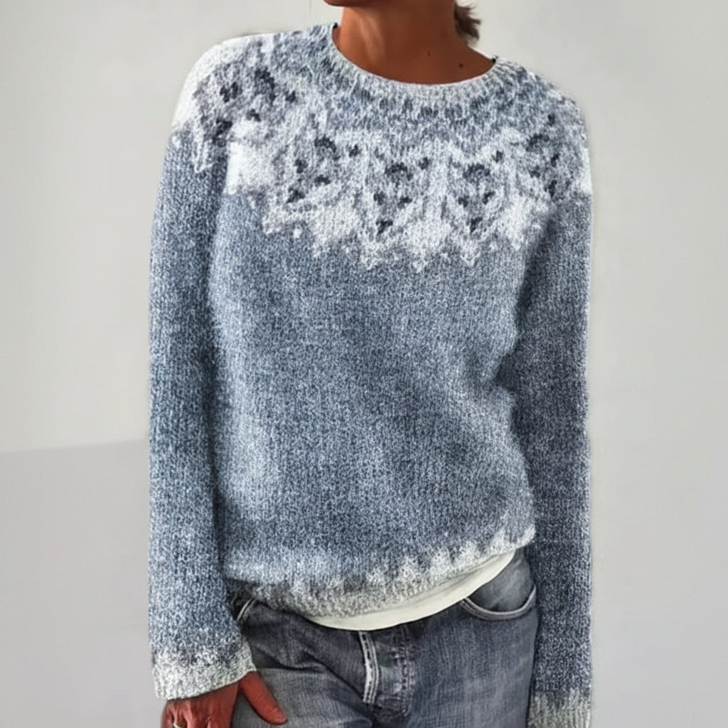 Carola™ knitted sweater with colorful Scandinavian patterns