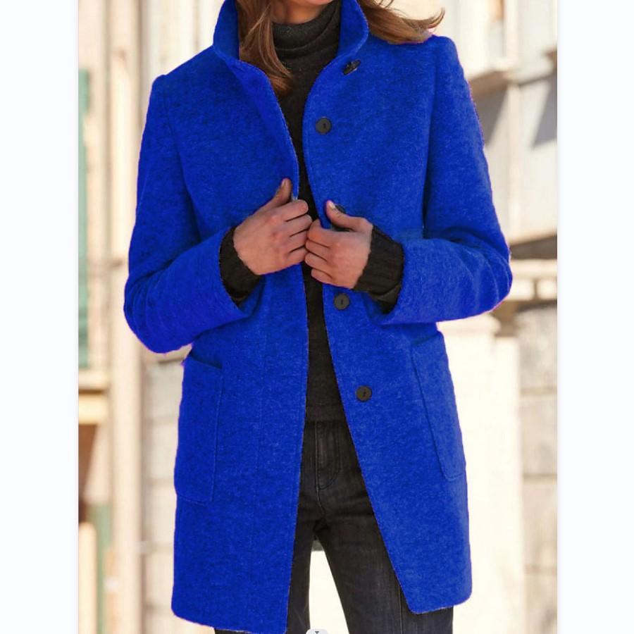 Classic Wool Women's Coat with Retro Button Closure - Amanda