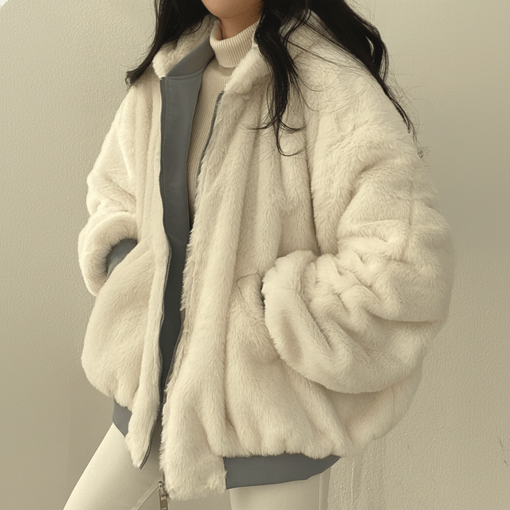Women's Oversized Winter Jacket - Cozy Soft Lining, Zip Closure, Perfect for Cold Weather