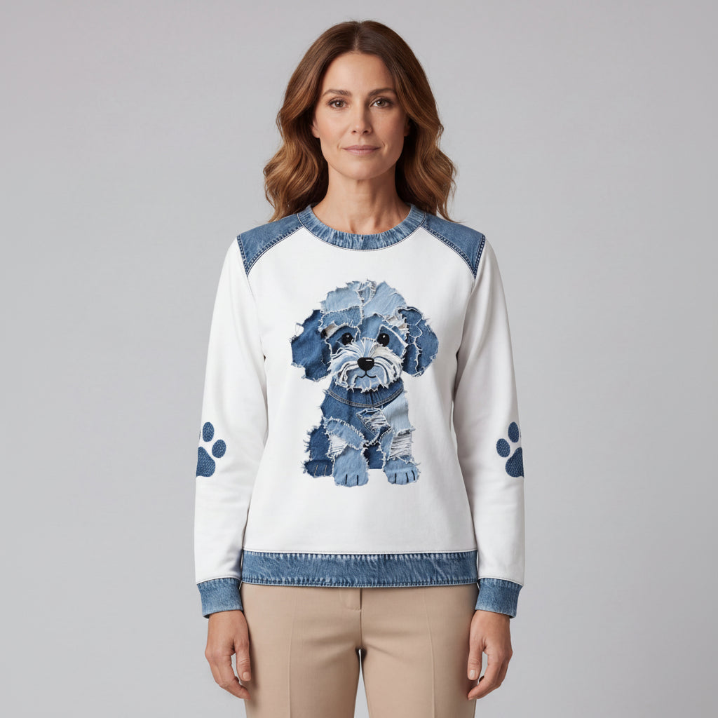 Luz | Patchwork Denim Print Sweatshirt