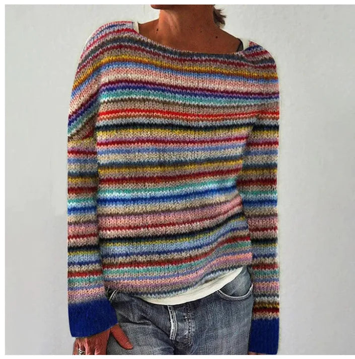Carola™ knitted sweater with colorful Scandinavian patterns