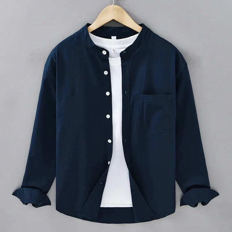 KAI™ Cotton-Linen Mandarin Shirt