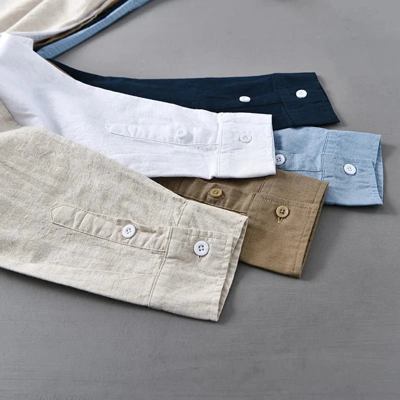 KAI™ Cotton-Linen Mandarin Shirt