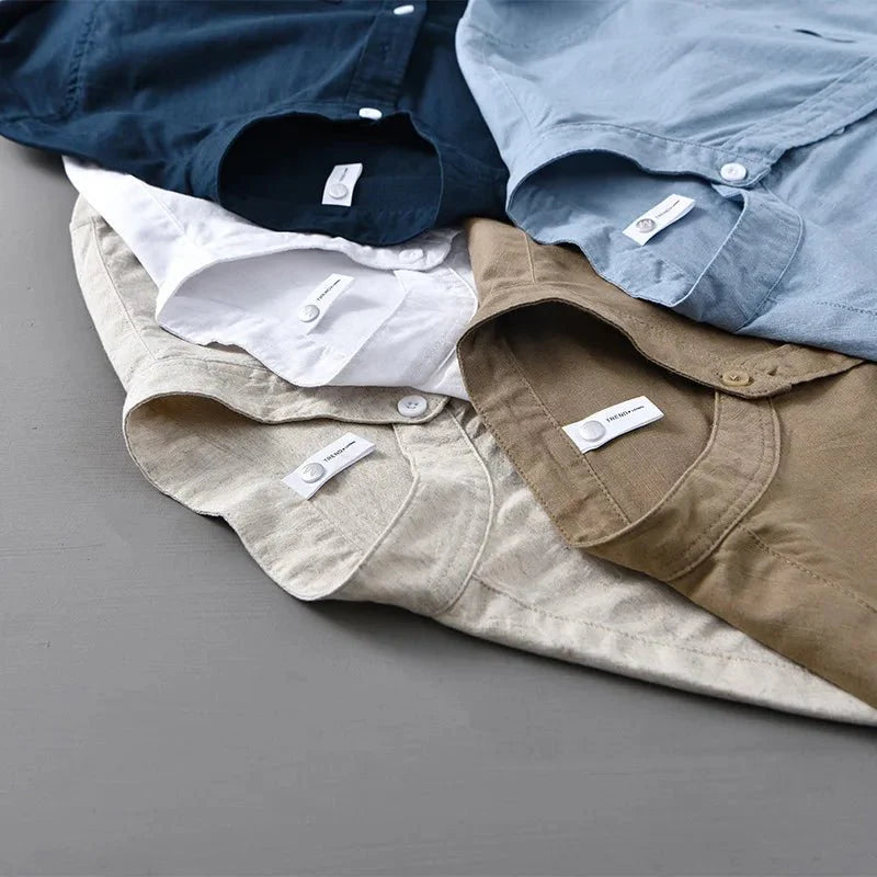 KAI™ Cotton-Linen Mandarin Shirt