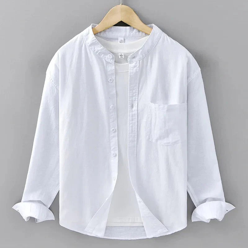 KAI™ Cotton-Linen Mandarin Shirt