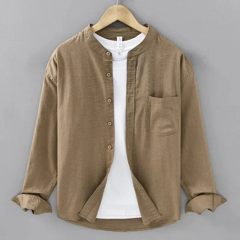 KAI™ Cotton-Linen Mandarin Shirt