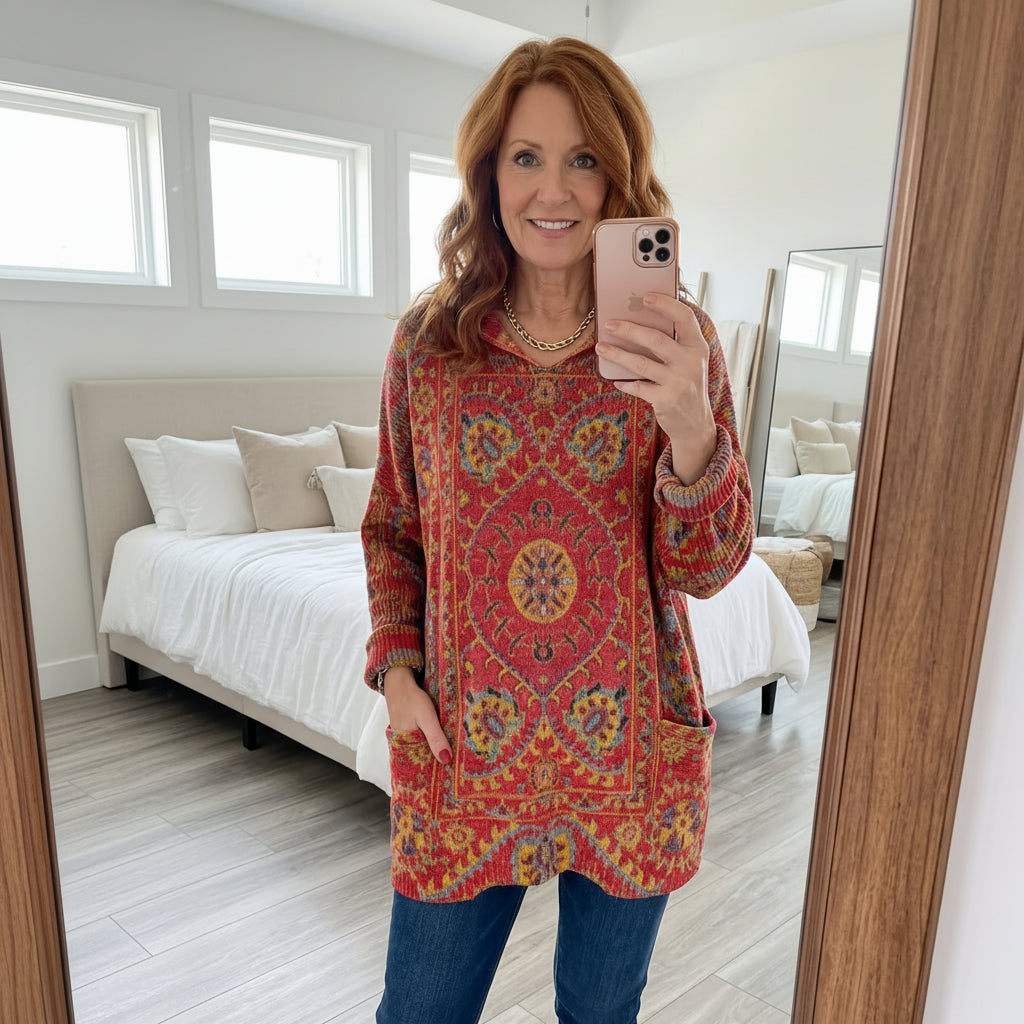Seraphina Retro Hooded Knit Tunic
