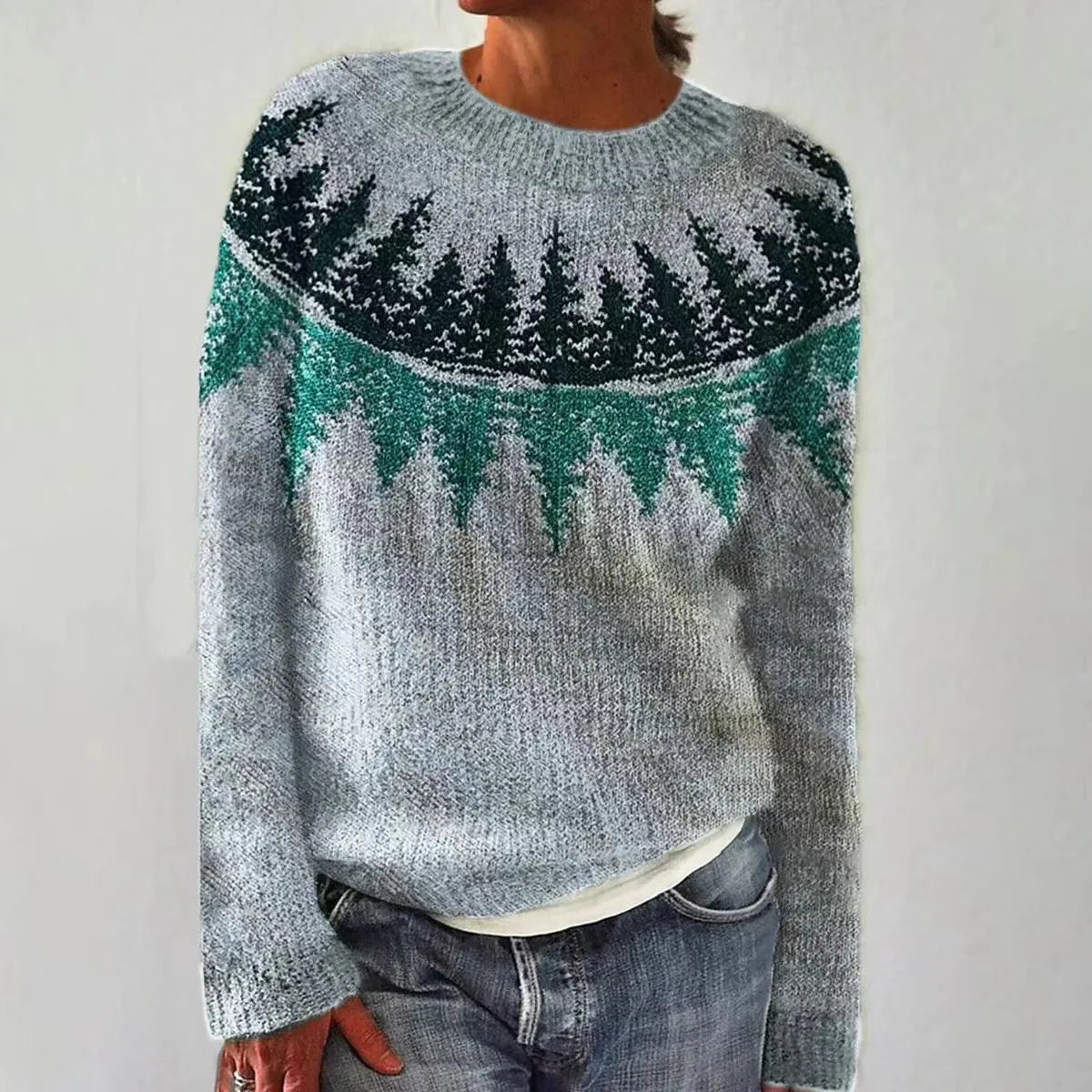 Carola™ knitted sweater with colorful Scandinavian patterns