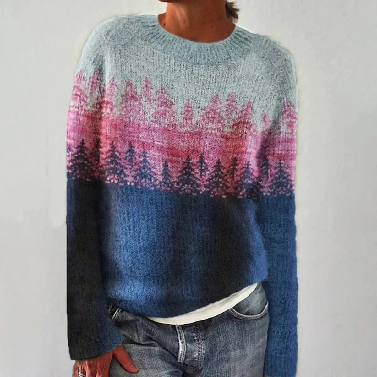 Carola™ knitted sweater with colorful Scandinavian patterns